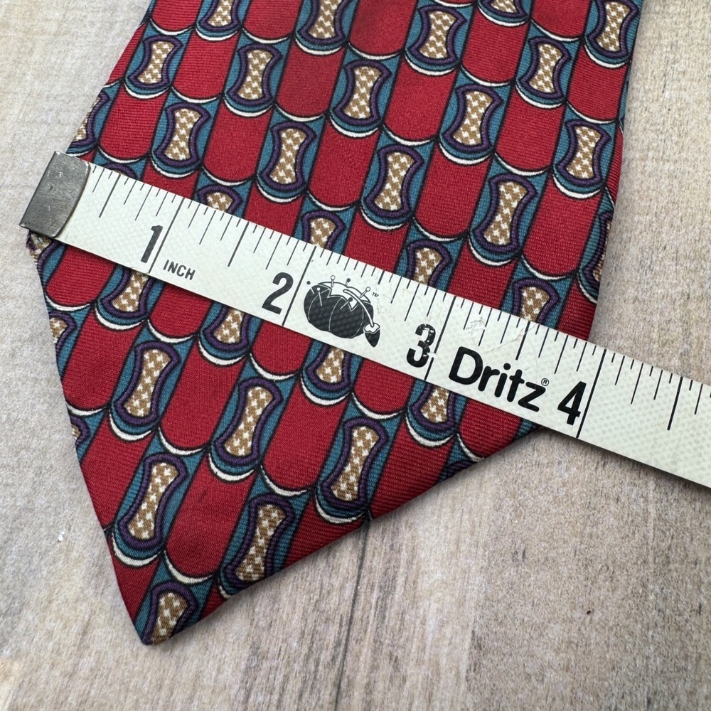 Christian Dior Men's 100% Silk Tie Made in the USA 3.75"x60" Red - Picture 4 of 6